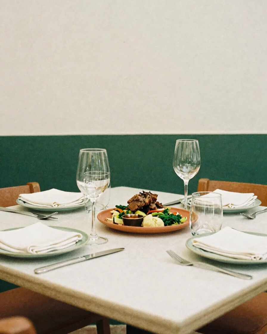 Bloque de color reservado para fotografía propia de plato o mesa,